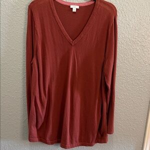 J. Jill Tunic  V-Neck Long Sleeve sweater in Rust size XL